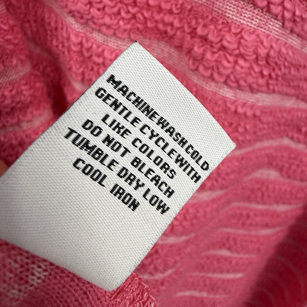 Escape by Habitat Striped Terry Top Medium Watermelon Pink Boxy Pullover Casual - Picture 8 of 11